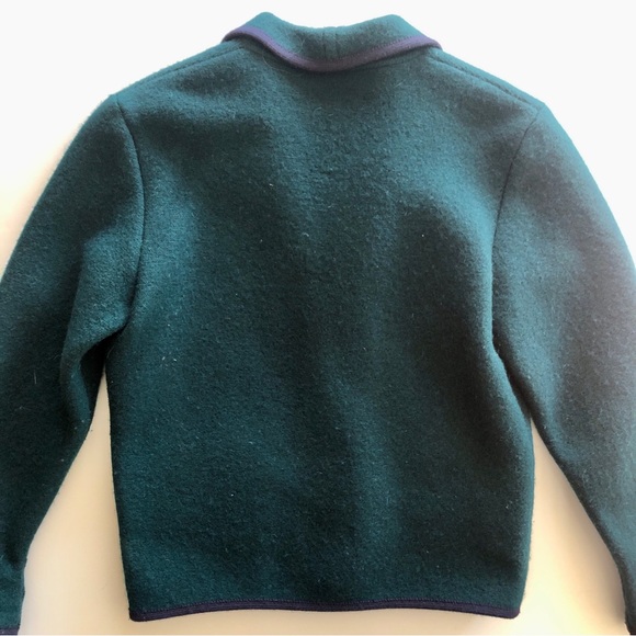 1960s Austrian Vintage Boiled Wool Jacket With Nickel Buttons Blue-Green w Navy - Picture 7 of 7